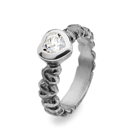 Heartbreaker Stone mini Ring mit Bergkristall Steinherz