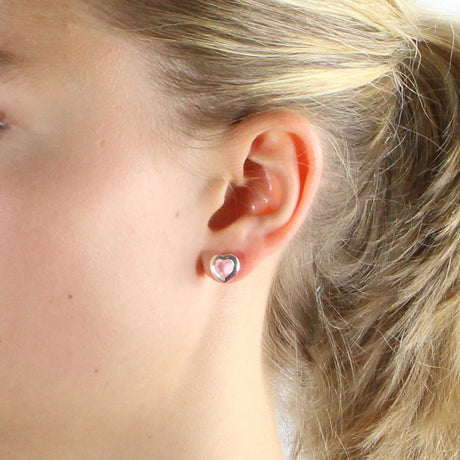 Heartbreaker Stone kleine Ohrstecker mit Rosenquarz