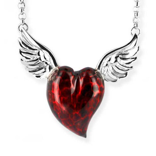 Flyingheart Collier Herz Anhänger mit rotem Brandlack inklusive Erbskette Länge 45 cm