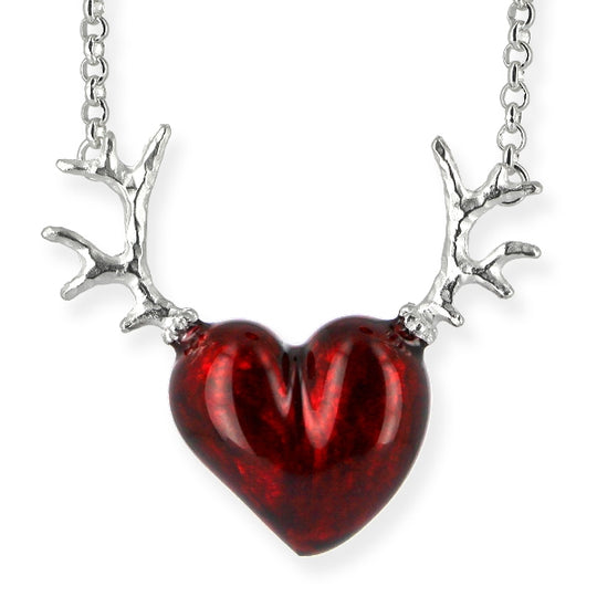 Hubertus Herzanhänger mit rotem Brandlack inklusive Erbskette Länge 45 cm