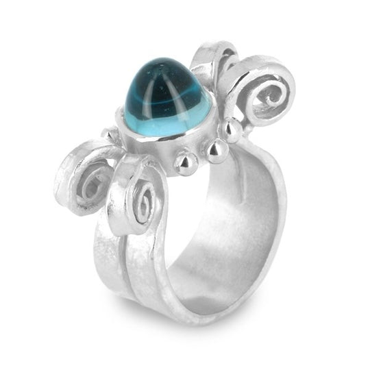 Eiserne Jungfrau großer Ring mit Topas Kegel