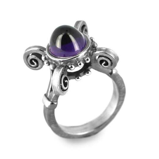 Eiserne Jungfrau mittlerer Ring mit Amethyst Kegel