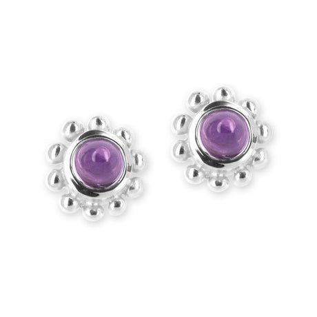 Eiserne Jungfrau kleine Ohrstecker mit Amethyst Kegel