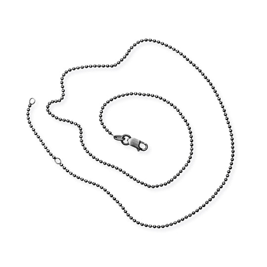 Feine Kugelkette 1,5 mm aus Silber im Vintagelook in der Länge 45 cm Zwischenöse bei 42 cm mit Karabiner