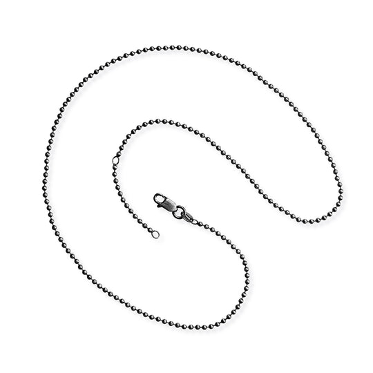 Mittelstarke Kugelkette 1,8 mm aus Silber im Vintagelook in der Länge 45 cm Zwischenöse bei 42 cm mit Karabiner