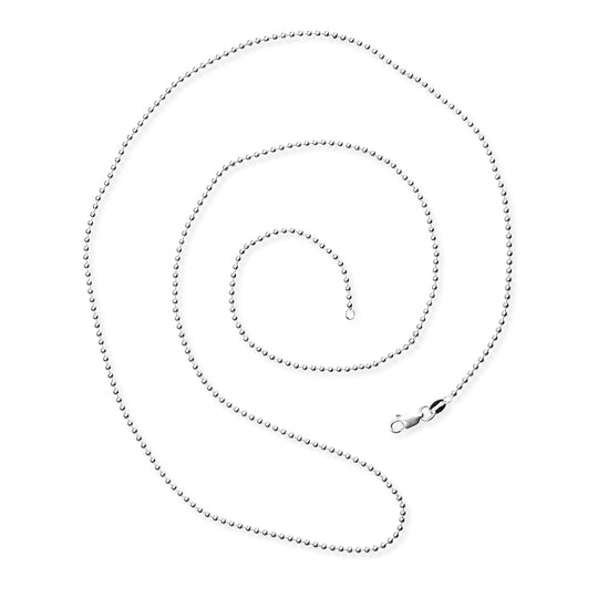 Mittelstarke Kugelkette 1,8 mm aus Silber in der Länge 75 cm mit Karabiner