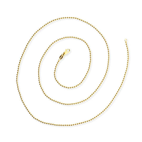 Mittelstarke Kugelkette 1,8 mm aus Silber goldplattiert in der Länge 75 cm mit Karabiner