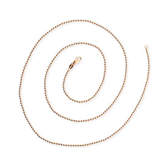 Mittelstarke Kugelkette 1,8 mm aus Silber rotgoldplattiert in der Länge 75 cm mit Karabiner