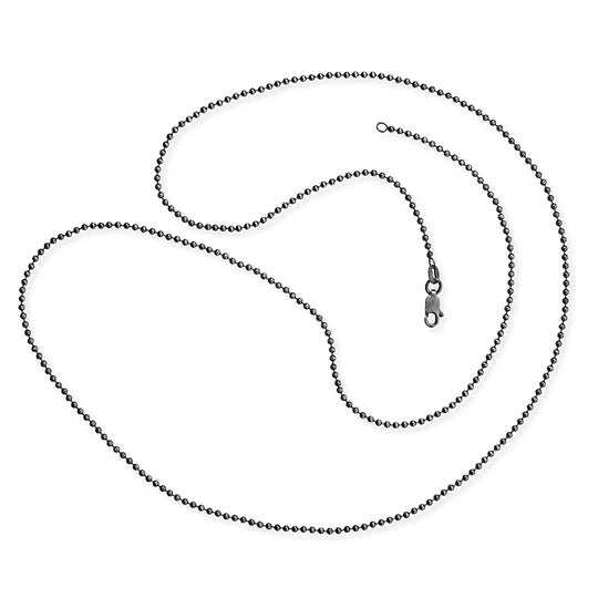 Mittelstarke Kugelkette 1,8 mm aus Silber im Vintagelook in der Länge 75 cm mit Karabiner