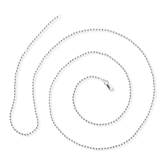 Stabile Kugelkette 2,2 mm aus Silber in der Länge 85 cm Zwischenöse bei 80 cm mit Karabiner