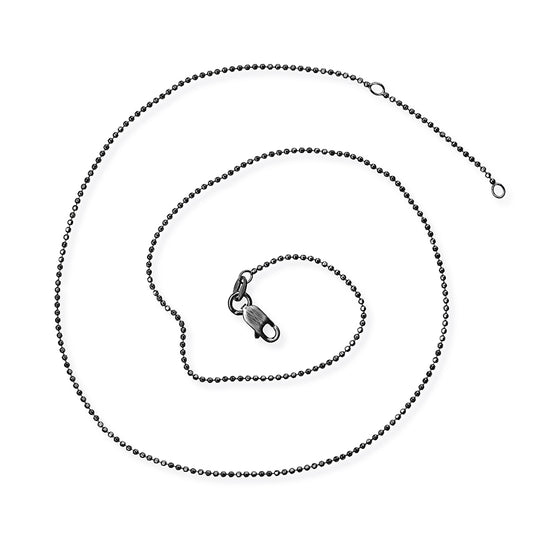Feine facettierte Kugelkette 1,2 mm aus Silber im Vintagelook in der Länge 45 cm Zwischenöse bei 42 cm mit Karabiner