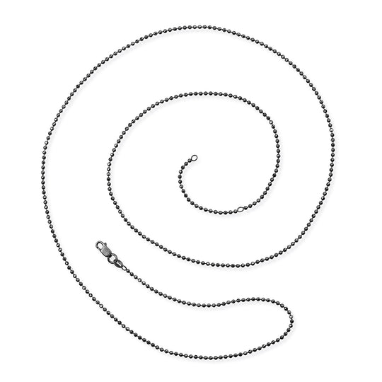 Feine facettierte Kugelkette 1,8 mm aus Silber im Vintagelook in der Länge 85 cm Zwischenöse bei 80 cm mit Karabiner
