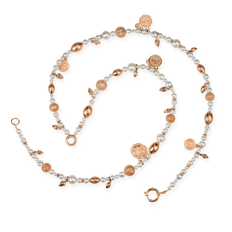 1001 Nacht Perlen Kette mit Münzen Dekoelementen und Schmuck Federring in der Länge 85 cm