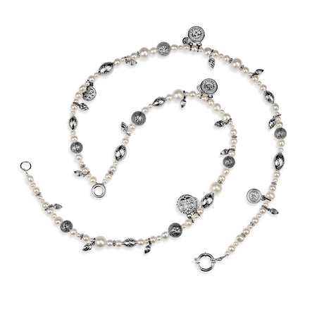 1001 Nacht Perlen Kette mit Münzen Dekoelementen und Schmuck Federring in der Länge 85 cm