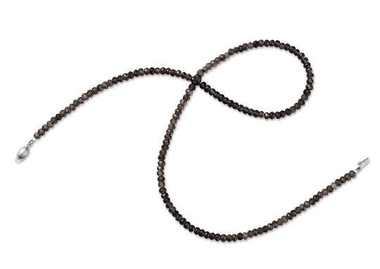 Rauchquarz Kette mit Tonnenschloss in der Länge 45 cm