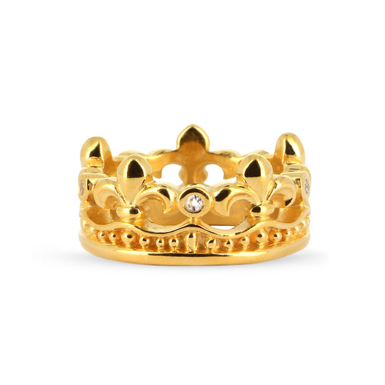 Lilienkönigin Kronenring mit weißem Saphir