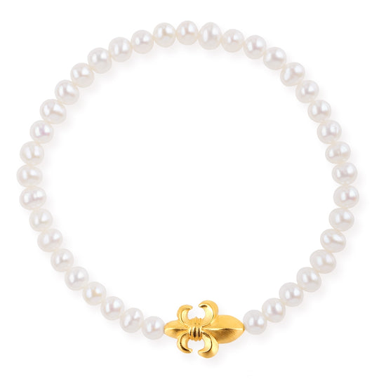 Lilienkönigin Süßwasserperlen Armband mit Lilie in der Länge 20 cm