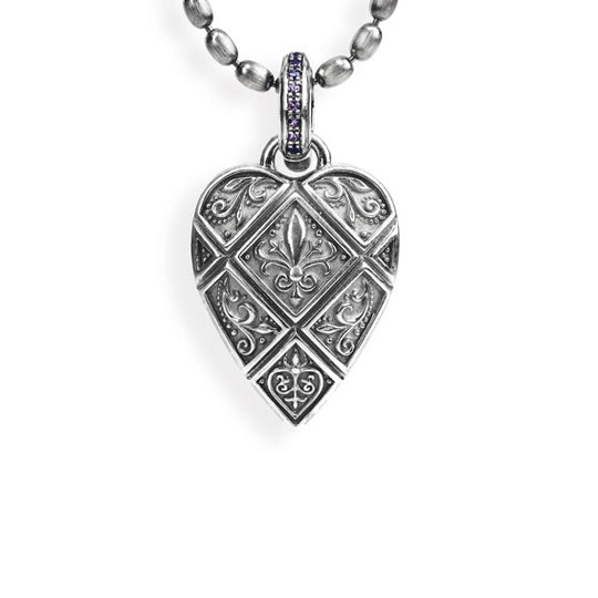 Mächtig Prächtig mittlerer Herz Anhänger mit Klappöse und Amethystpavée