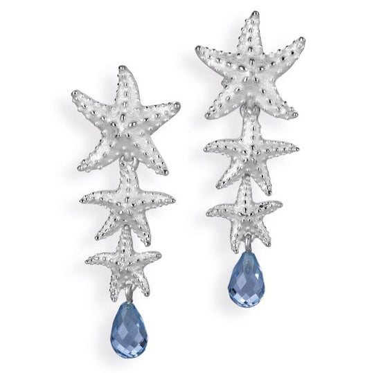 Neptuns Garden Seestern Clipohrstecker mit Topaspampel