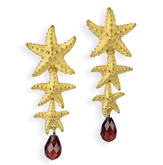 Neptuns Garden Seestern Clipohrstecker mit syth. Granatpampeln