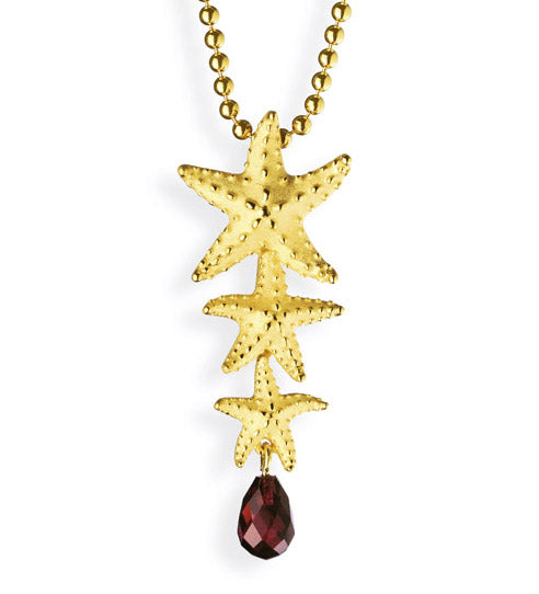 Neptuns Garden Seestern Anhänger mit synth. Granatpampel