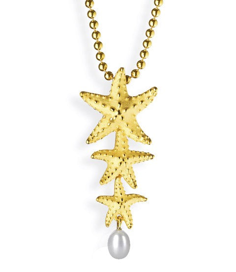 Neptuns Garden Seestern Anhänger mit Süßwasserperle