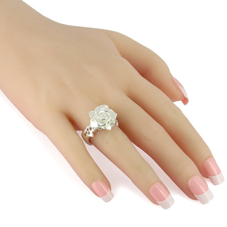Rose of Antoine kleiner Ring mit Rose und Rhodolithpavée