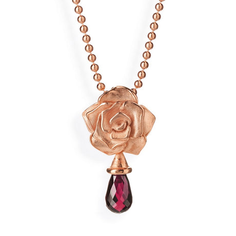 Rose of Antoine kleiner Rosen Anhänger mit Rhodolithpampel