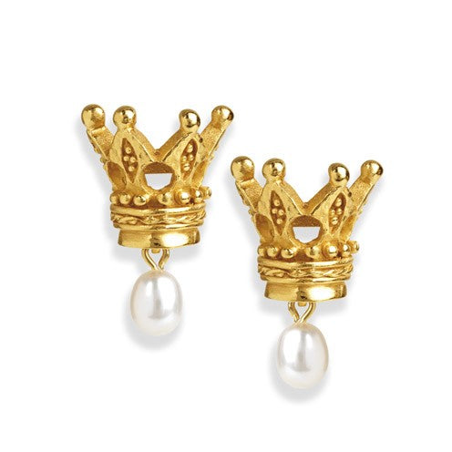 Schneewittchen Kronen Clipohrstecker mit Süßwasserperle