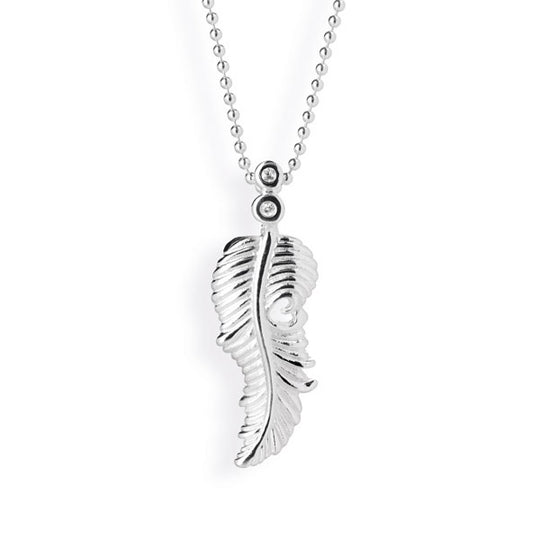 La Luna mini Feder Anhänger mit weißem Saphir