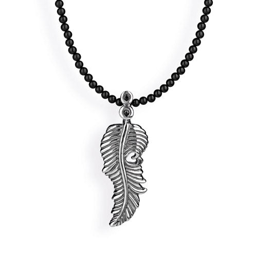 La Luna mini Feder Anhänger mit schwarzem Saphir