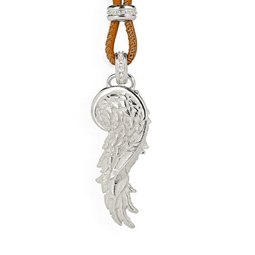 La Luna mittlerer Flügel Anhänger mit weißem Saphirpavée