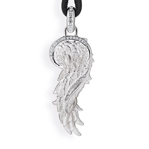 La Luna großer Flügel Anhänger mit Klappöse und weißem Saphirpavée