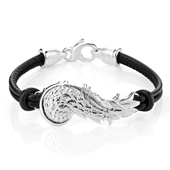 La Luna Flügel Lederarmband mit Karabiner in der Länge 20 cm