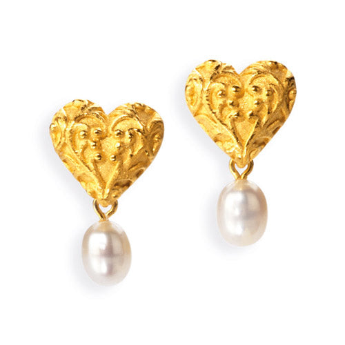 Arsen und Spitzenhäubchen kleine Herz Ohrstecker mit Süßwasserperle
