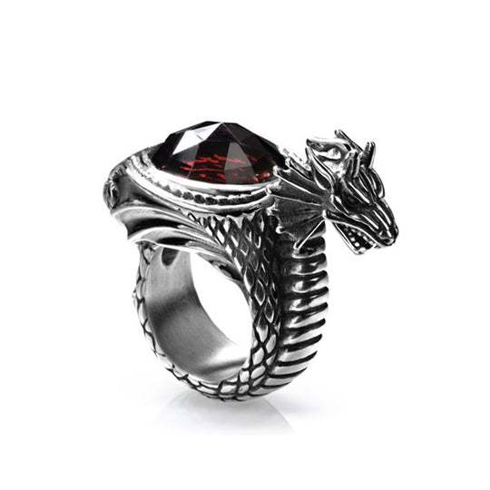 Drachenblut großer Drachen Ring mit facettiertem Granat