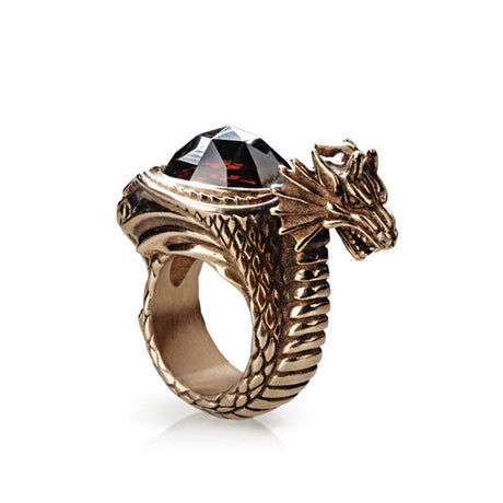 Drachenblut großer Drachen Ring mit facettiertem Granat