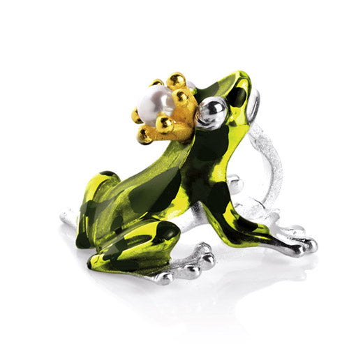 Giftpfeilfroschkönig großer grüner Frosch Anhänger mit Süßwasserperle und Klappöse