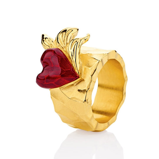 Flammeninferno großer Ring mit rotem Brandlack