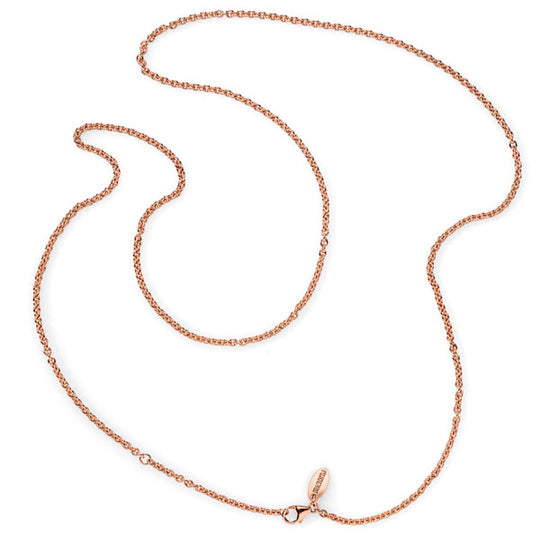 Stabile Ankerkette 2,8 mm aus Silber rotgoldplattiert in der Länge 80 cm Zwischenöse bei 75 cm mit Karabiner