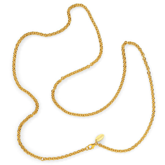 Dicke Ankerkette 4 mm aus Silber goldplattiert in der Länge 80 cm Zwischenöse bei 75 cm mit Karabiner