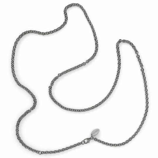 Dicke Ankerkette 4 mm aus Silber im Vintagelook in der Länge 80 cm Zwischenöse bei 75 cm mit Karabiner