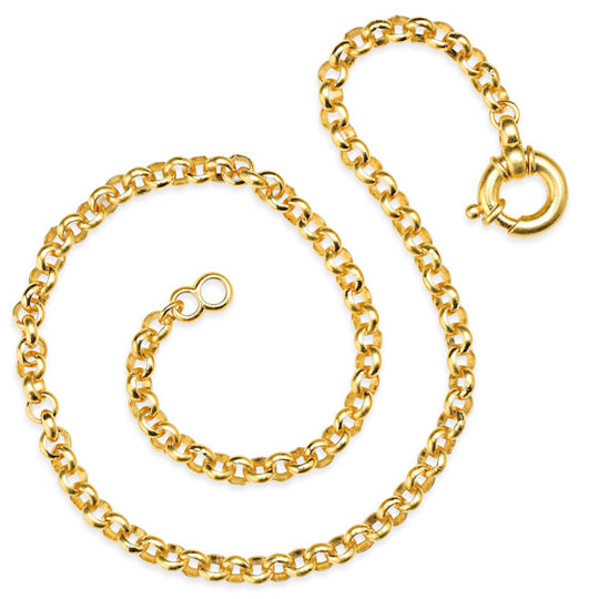 Dicke Erbskette 6 mm aus Silber goldplattiert in der Länge 45 cm mit Schmuckfederring