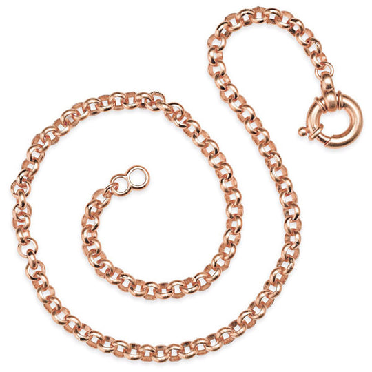 Dicke Erbskette 6 mm aus Silber rotgoldplattiert in der Länge 45 cm mit Schmuckfederring