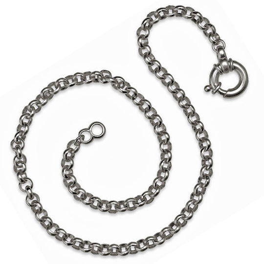 Dicke Erbskette 6 mm aus Silber im Vintagelook in der Länge 42 cm mit Schmuckfederring