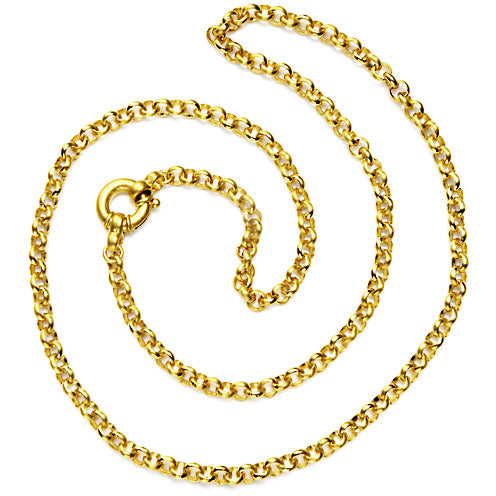 Dicke Erbskette 6 mm aus Silber goldplattiert in der Länge 75 cm mit Schmuckfederring