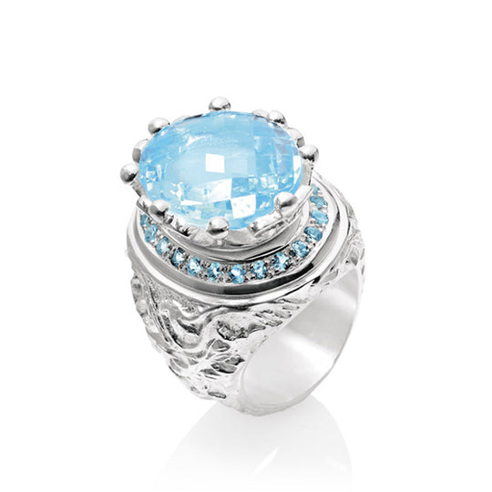 Klunkerlinge großer Ring mit Topas und Topaspavée