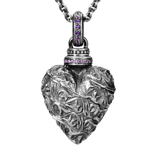 Klunkerlinge großer Herz Anhänger mit Klappöse und Amethystpavée