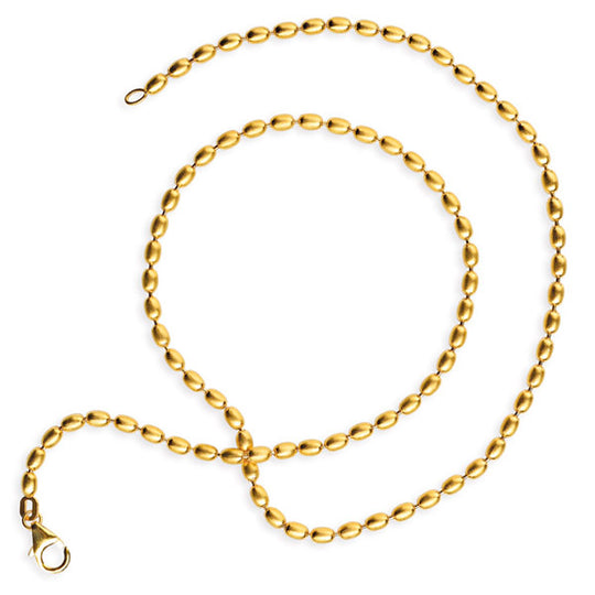 Stabile Olivkette 3 mm aus Silber goldplattiert in der Länge 45 cm mit Karabiner