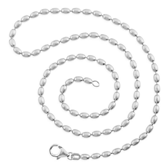 Stabile Olivkette 3 mm aus Silber in der Länge 75 cm mit Karabiner